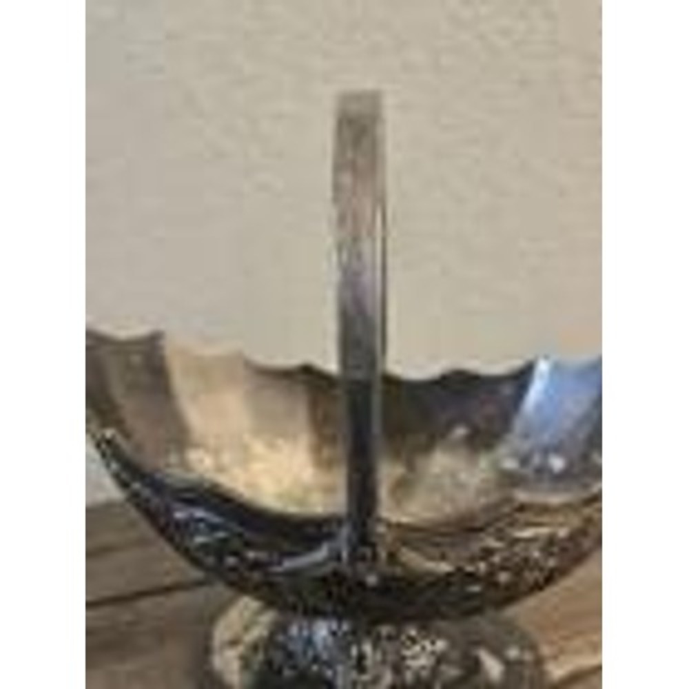 Vintage Silver Plated Oval Basket With Handle Floral Design Regal Victorian 6.5" - Picture 10 of 16
